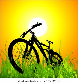 mountain bike on sunset