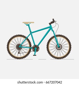 Mountain bike on white background. Vector illustration in flat style