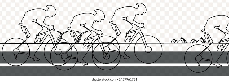 bicicleta de montaña en un dibujo de línea continua. Símbolo de la persistencia del ciclista en estilo lineal simple. Trazo editable. Ilustración vectorial