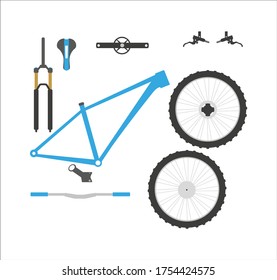 mountain bike parts. illustration for web and mobile design.