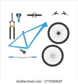 mountain bike parts. illustration for web and mobile design.