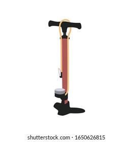 mountain bike pump, equipment maintenance. vector illustration