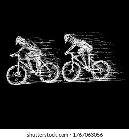 mountain bike race, doodle abstract