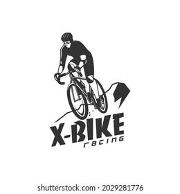Mountain bike racing in black white version. Suitable for sport bike events, etc