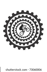 Mountain Bike Rider And Bicycle Cogs