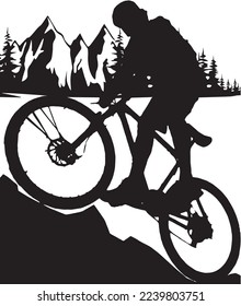 mountain bike rider in  silhouette 