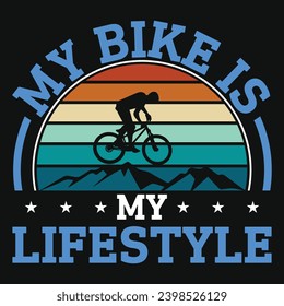 Mountain bike riding adventure vintage graphics tshirt design 