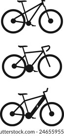 Mountain Bike Road Bike Electric Bike Vector Icon Illustration