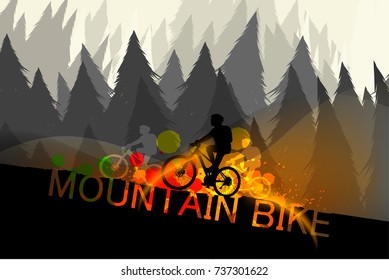 Mountain bike scene vector sports wallpaper background
