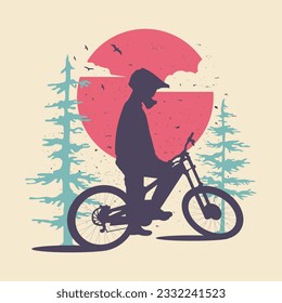 mountain bike silhouette illustration suitable for shirt design