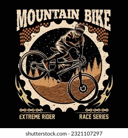 Mountain bike Silhouette logo. bicycle downhill vintage logo illustration vector