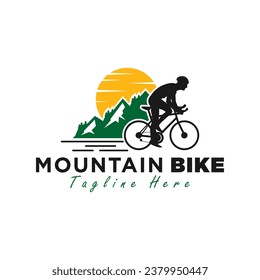 diseño del logotipo de la ilustración de ciclismo de montaña