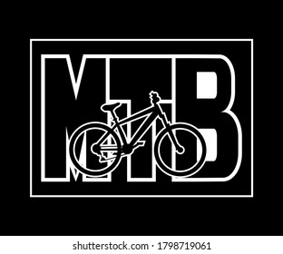 Mountain bike symbol with black MTB lettering on the back. Suitable for screen printing shirts, posters, stickers, emblems, logos. Editable vector eps10.