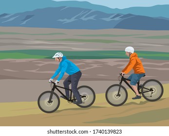 Mountain Bike Tours on illustration graphic vector