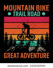 Mountain Bike Trail Road Great Adventure T-Shirt Design, Mountain T-Shirt Design, Adventure T-Shirt Design, T-Shirt Print Template