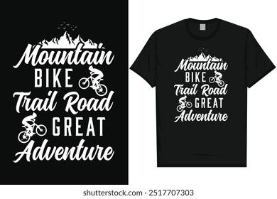 Mountain bike trilha estrada grande aventura tipografia tshirt design