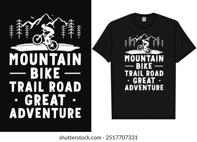 Mountain bike trilha estrada grande aventura tipografia tshirt design