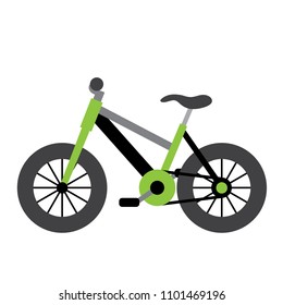 Mountain Bike transportation cartoon character side view isolated on white background vector illustration.