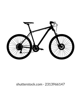 Ilustración vectorial de la bicicleta de montaña. Imagen vectorial de silueta de bicicleta. Adecuado para transporte y elementos deportivos.