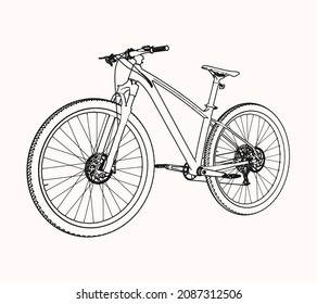 Mountain Bike Vector Illustration Outline Style Stock Vector (Royalty ...