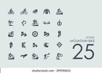 mountain bike vector set of modern simple icons