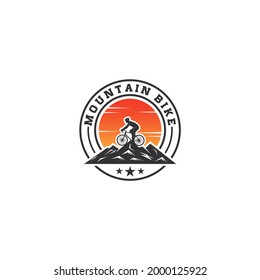 Mountain bike vintage logo template in white background