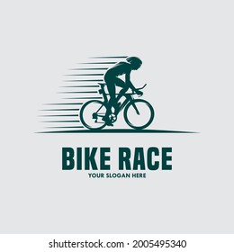 Mountain bike vintage logo template gear and cyclist illustration