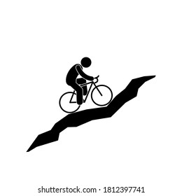 mountain bike, walk in the mountains, man on bike sign, stick figure man icon, isolated on white background