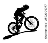 Mountain bike woman cyclist silhouette. Healthy lifestyle. Cycling race MTB.