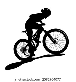 Mountain bike woman cyclist silhouette. Healthy lifestyle. Cycling race MTB.