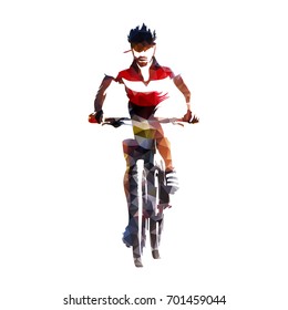 Mountain biker, abstract geometric silhouette, cycling race