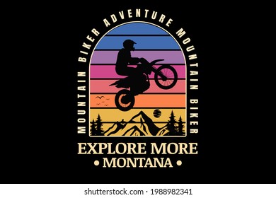 mountain biker adventure explore more montana color blue pink and yellow