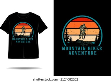 Mountain biker adventure silhouette t shirt design