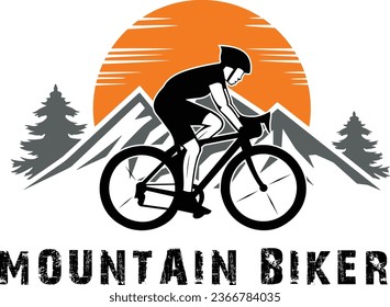 mountain biker, Cyclist riding a bicycle, Bicycle silhouette illustrator of Mtb mountain bike vector downhill clipart