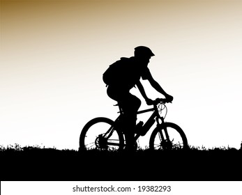 Mountain Biker Girl Silhouette