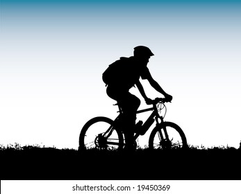 mountain biker girl silhouette