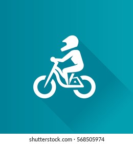 Mountain biker icon in Metro user interface color style. Sport bicycle extreme downhill
