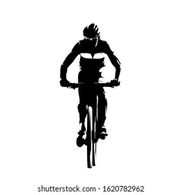 Mountain biker, isolated vector silhouette. Cycling