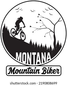 Mountain Biker Montana Typography Vector Tshirt Stock Vector (Royalty ...