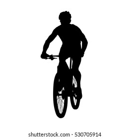 Mountain Biker, Mtb Cyclist Vector Silhouette
