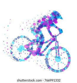 Mountain biker, silhouette of abstract vector bicyclist. Vector illustration.