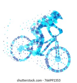 Mountain biker, silhouette of abstract vector bicyclist. Vector illustration.