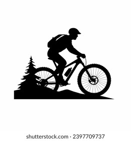 Mountainbiker-Silhouette. Mountainbiker, schwarz Symbol auf weißem Hintergrund