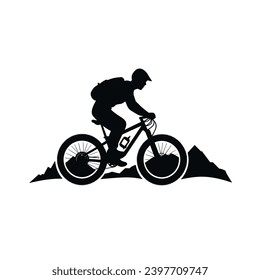 Mountainbiker-Silhouette. Mountainbiker, schwarz Symbol auf weißem Hintergrund