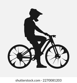 mountain biker sitting on bmx bicycle. silhouette vector. cyclist, racer, downhill concept. suitable for t-shirt design, print, poster, sticker, for personal use, gift, cyclist community.