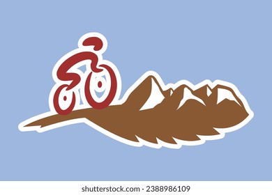 Mountain biker sticker vector logo design. Mountain bike sticker logo template gear and cyclist.