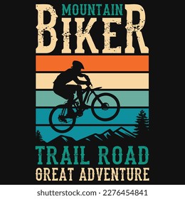 Mountain biker trail road great adventures tshirt design 