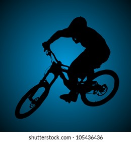 Mountain Biker Turning Silhouette Illustration.