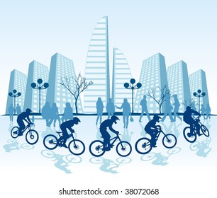 Mountain biker vector (CMYK color profiles)