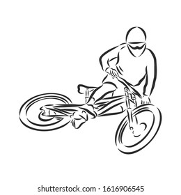 Mountain biker, vector sketch illustration 